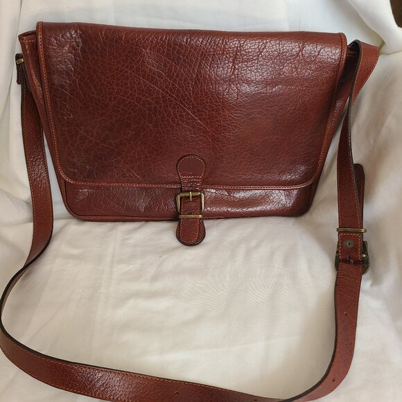 Vintage Wilson Leather brown big messenger bag unisex work school bag laptop - Picture 1 of 11